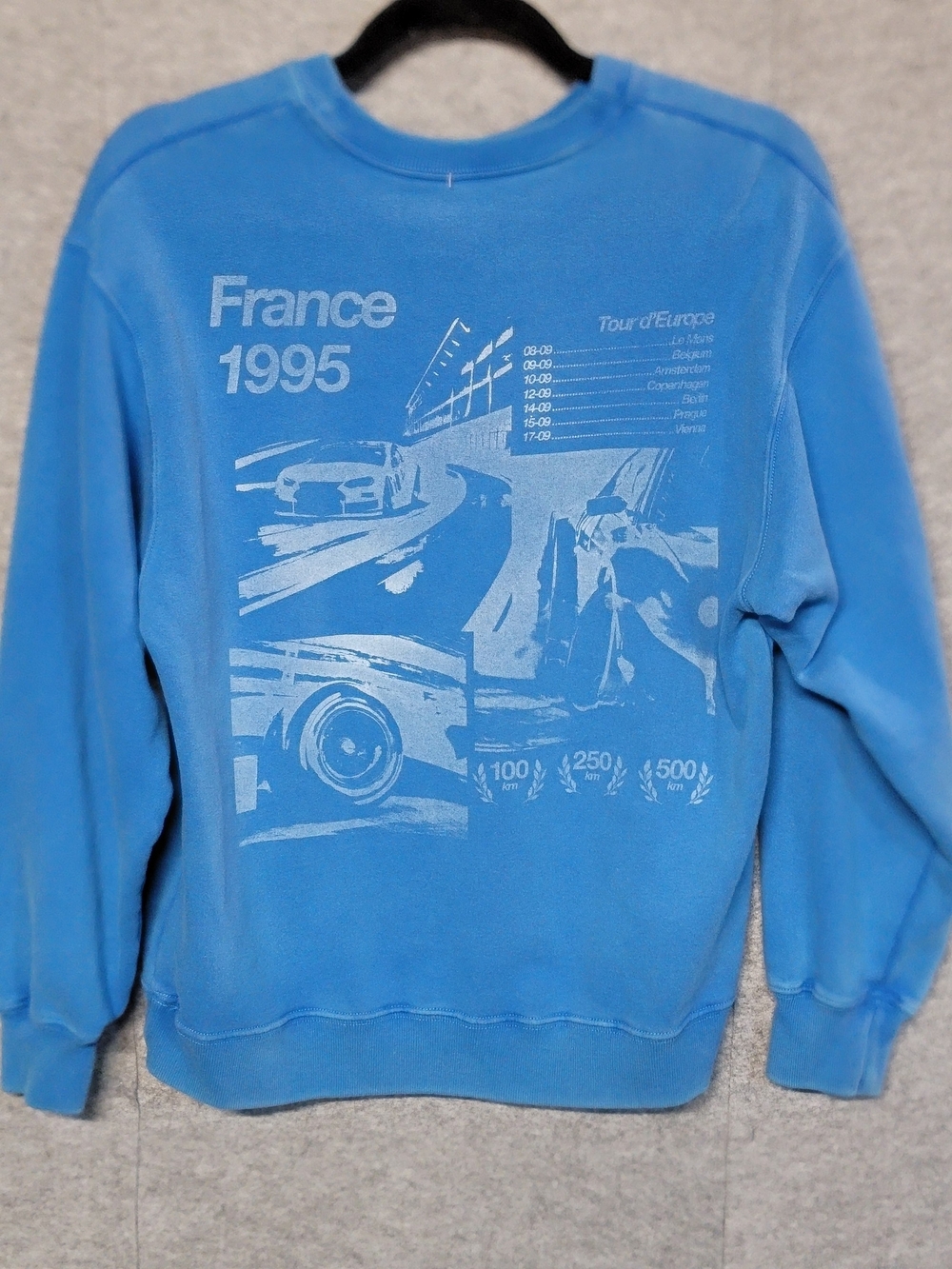 Hollister Bright Blue 'Tour d'Europe France 1995' Crewneck Sweatshirt - Picture 3 of 9